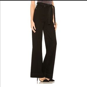 Revolve LOVERS + FRIENDS high rise wide leg pants jeans Cameron belted black 31